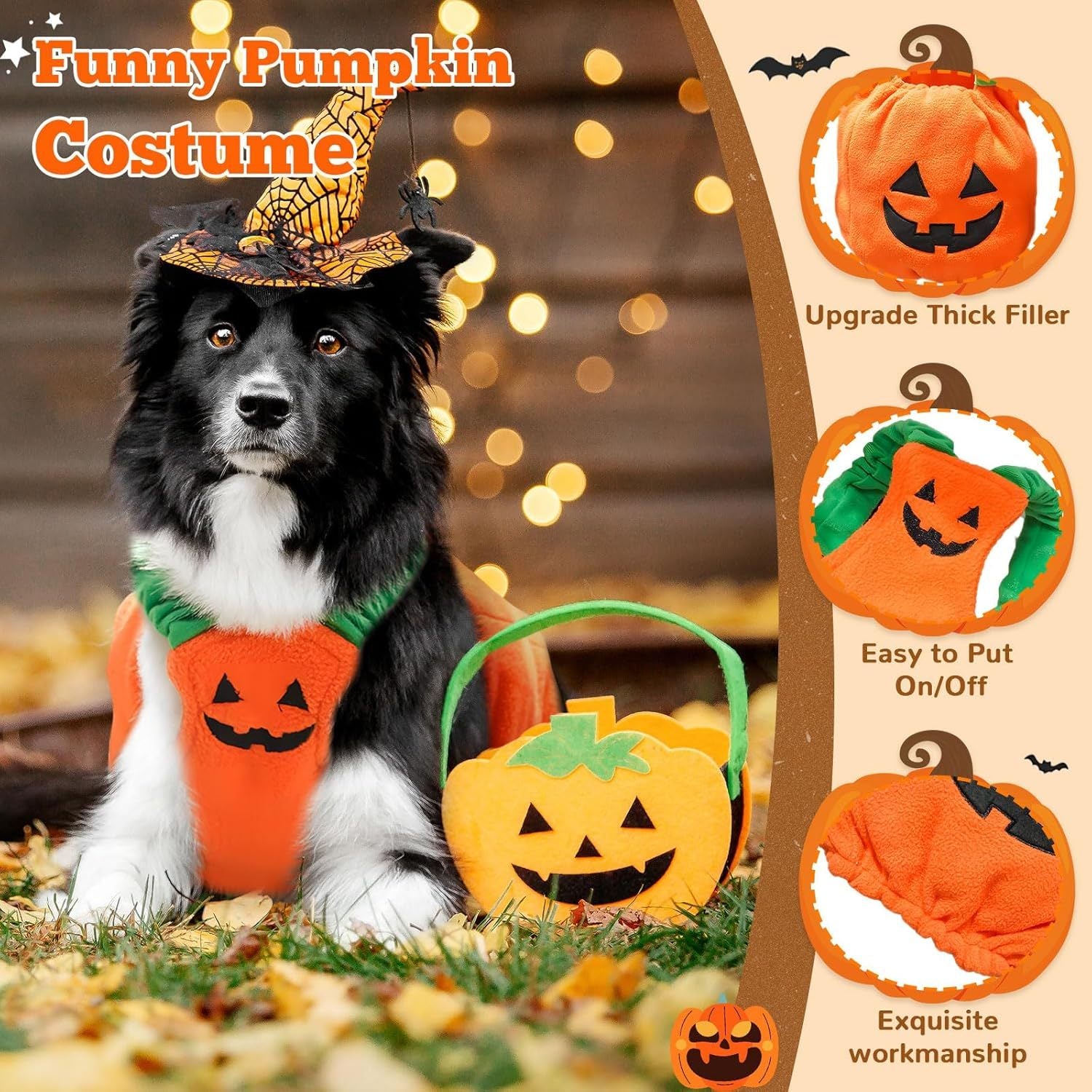 Funny Pumpkin Dog Halloween Costume Pet Dog Cat - Bellarte Enchanté Funny Pumpkin Dog Halloween Costume Pet Dog Cat